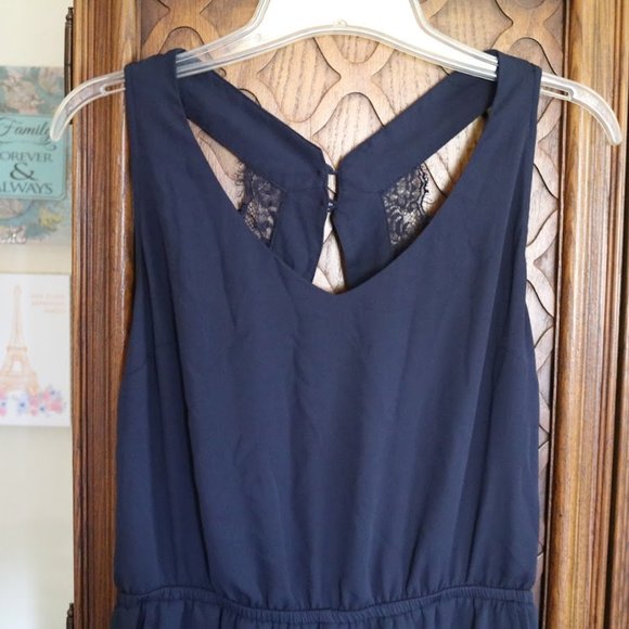 Divided by H&M Navy Lace Open Back Romper with Pockets! - Picture 4 of 16